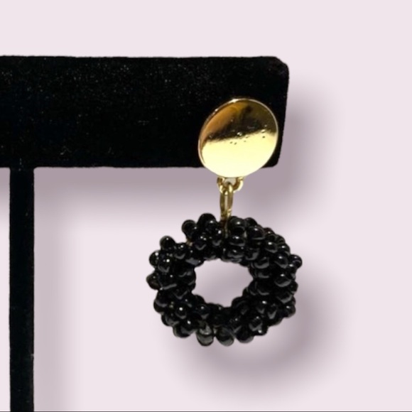 Nine West Black Beaded Beyonce Style Drop Earrings Girlfriend Gift - Picture 3 of 5